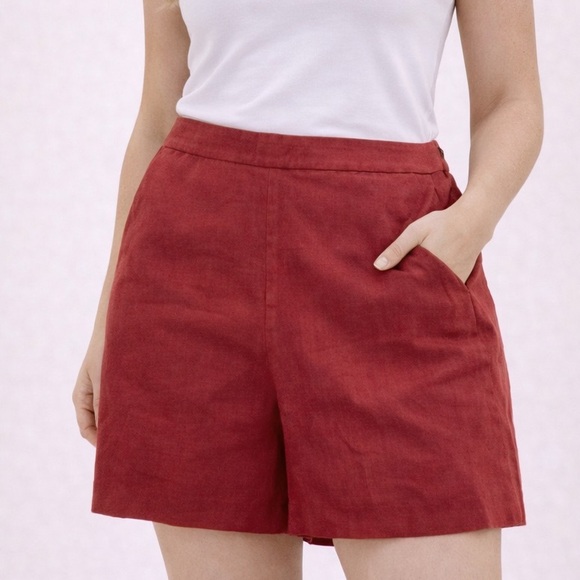 Theory Tarrytown Stretch Linen Blend High Rise Shorts 6
